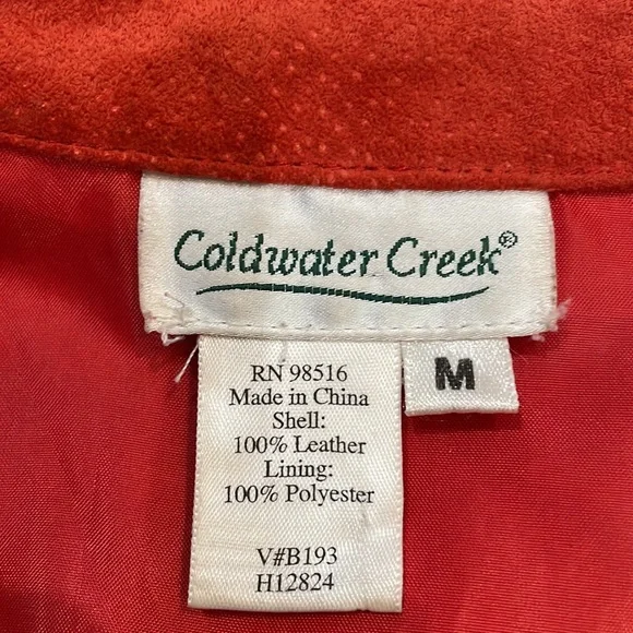 Coldwater Creek size medium rust orange 100%  vintage suede leather jack… - Picture 10 of 11